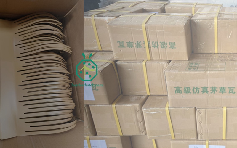Packing of aluminum thatch panels from China artificial thatch roof supplier