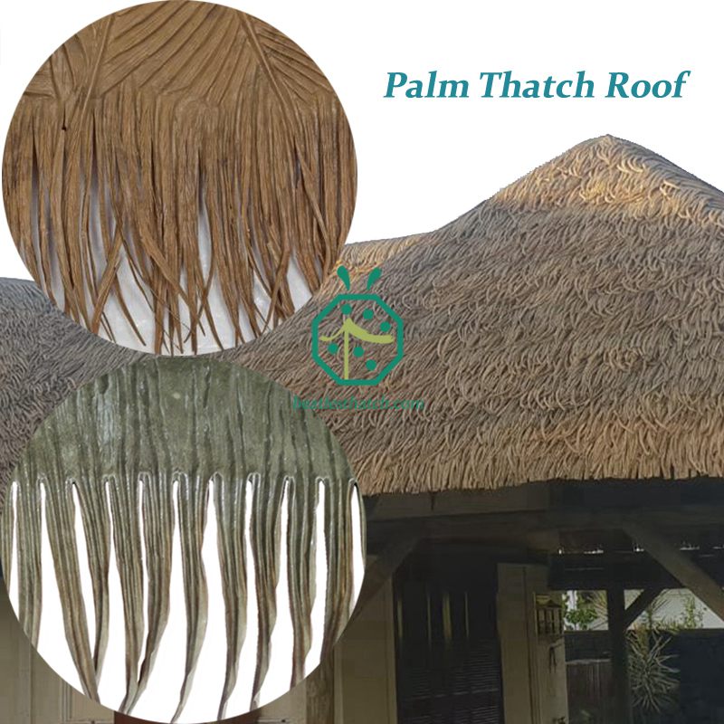 synthetic palm thatch roofing for tiki hut building