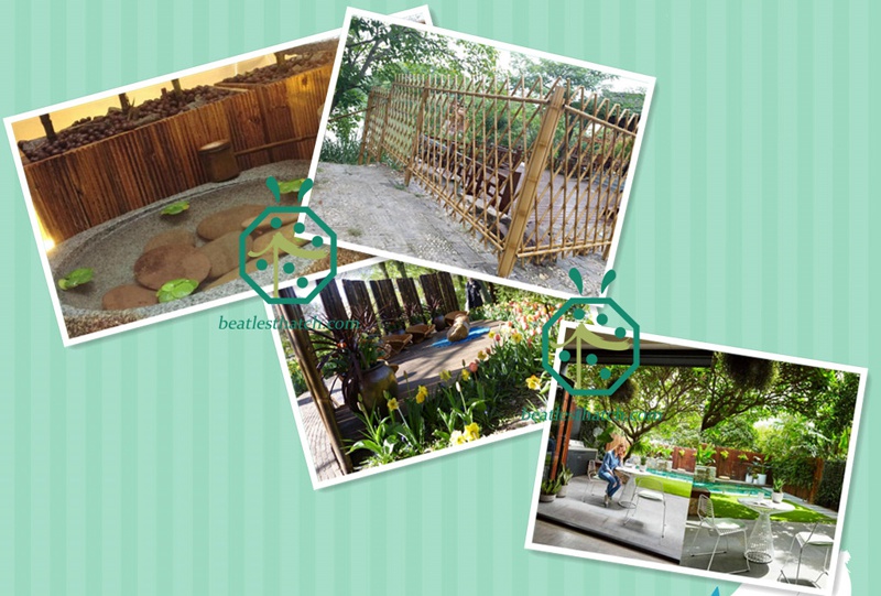 Backyard garden plastic bamboo poles or iron bamboo pole as fence screen