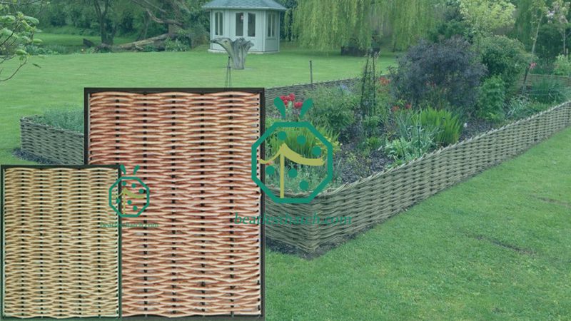 Artificial wicker woven fence panel for garden landscape design