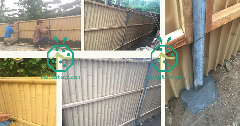 Site construction photos of artificial bamboo fence panel