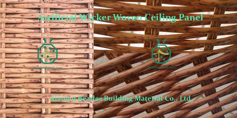 Artificial Wicker Woven Ceiling Panel For Backyard Pergola, Gazebo, Patio, Bungalow, Palapa, Tiki Hut Use