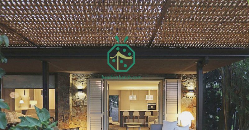 Plastic Wicker Weave Ceiling Mat For Resort Hotel Shade Design