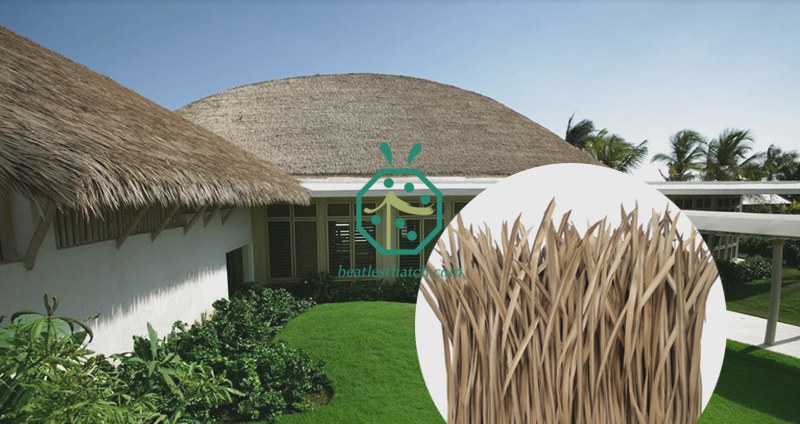 Artificial thatch roof tiles from China for resort hotel and backyard patio construction