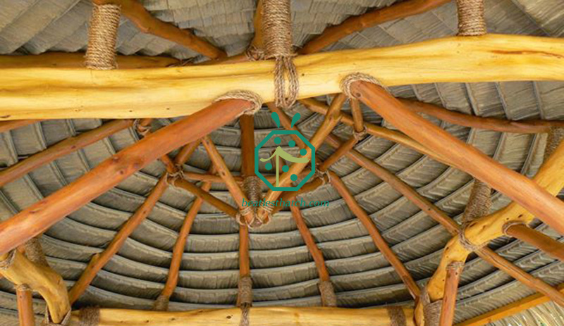Interior view of palmex synthetic palm thatch roof