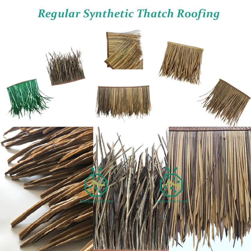 Synthetic banana leaf thatch for waterfront park landscape design