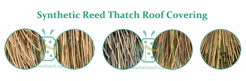 Synthetic reed thatch roof panels for Maldives resort hotel overwater cottage guest room construction