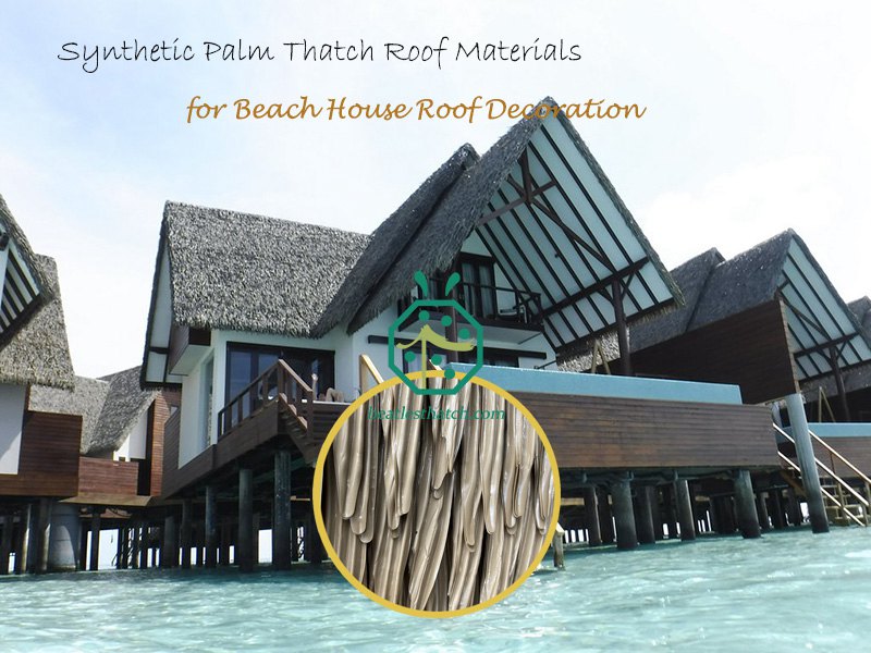 Synthetic palm thatch roof materials for beach palapa house roof decoration
