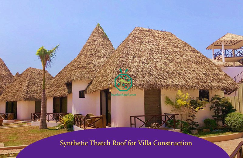 Synthetic tiki bar thatch roofing for villa construction