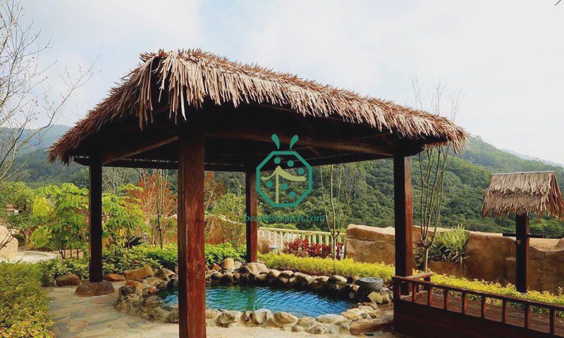 Thermal insulation synthetic thatch roof covered sunshade tiki hut palapa