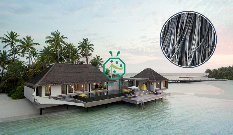 Synthetic artificial thatch roof to be used for overwater resort hotel bungalow restaurant