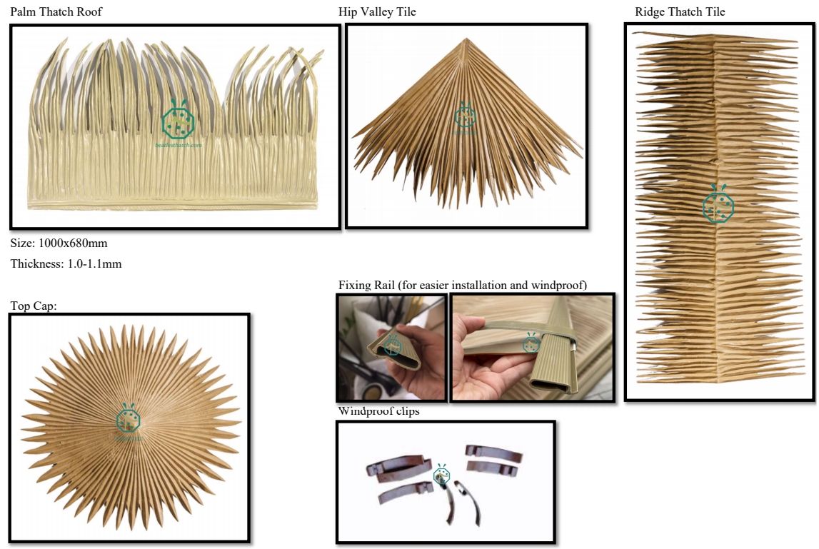 Uv Protected Synthetic Palm Thatch Roofing