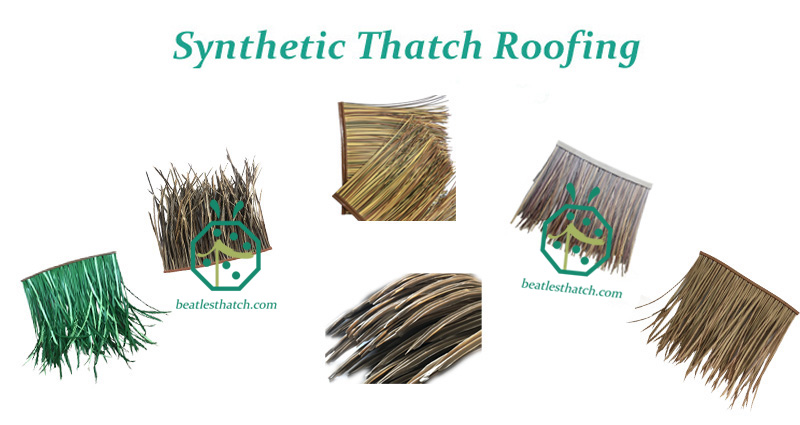 Synthetic banana leaf thatch for waterfront park landscape design