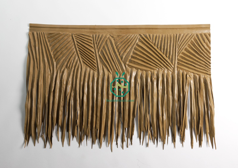 Synthetic viva palm leaf thatch roof for marine park construction
