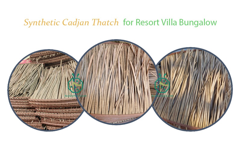 Artificial cadjan thatch roof tiles for Maldives waterfront luxury resort hotel villa bungalow guest room construction