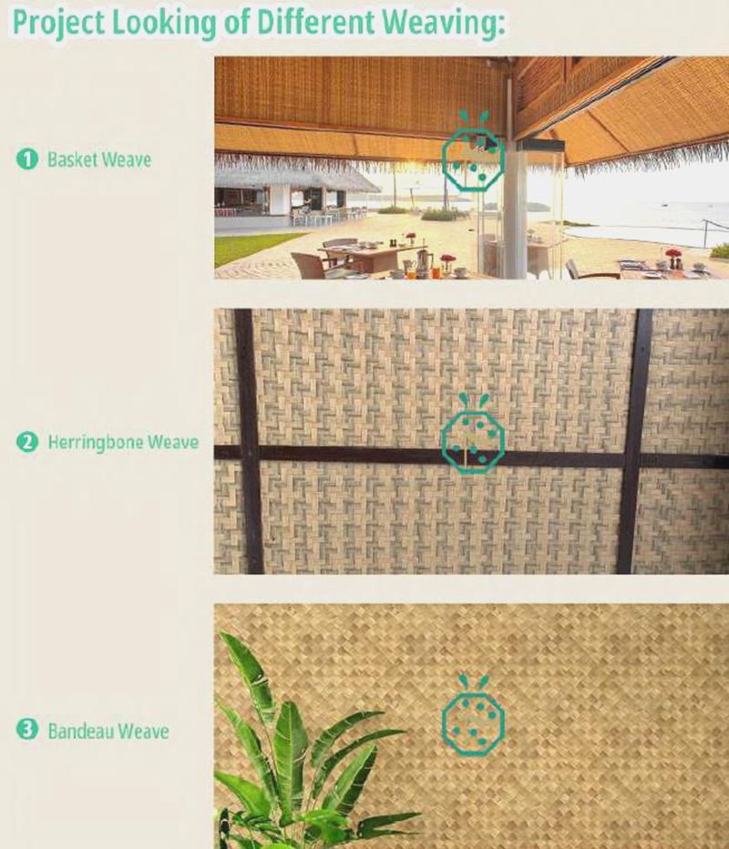 Artificial palm woven matting for patio structure ceiling decoration Artificial palm woven matting for patio structure ceiling decoration