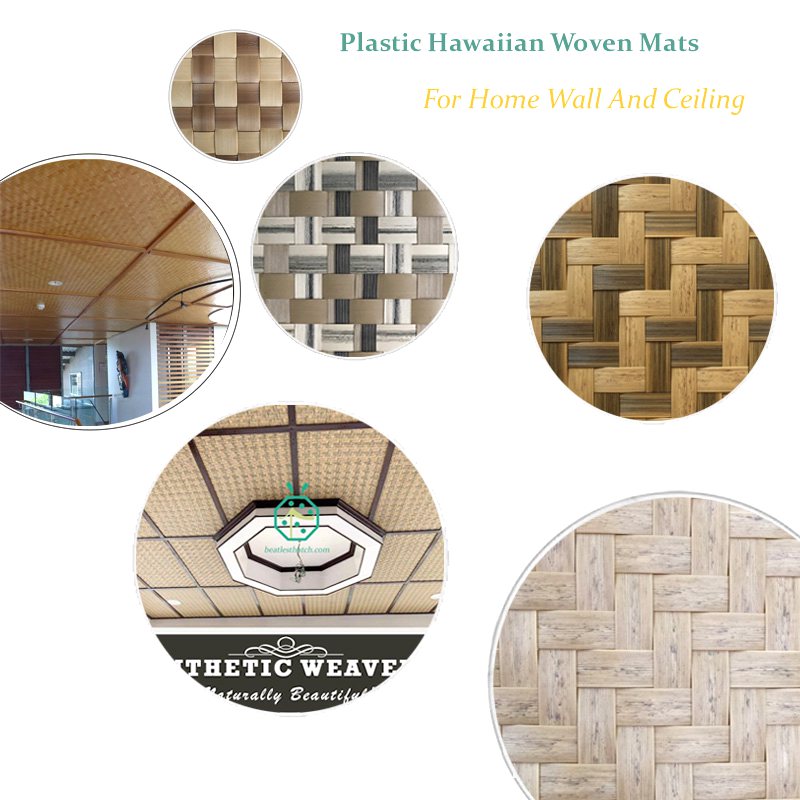 Synthetic Bamboo Herringbone Weave Panel For Tree Hut House Interior Wall And Ceiling Decoration