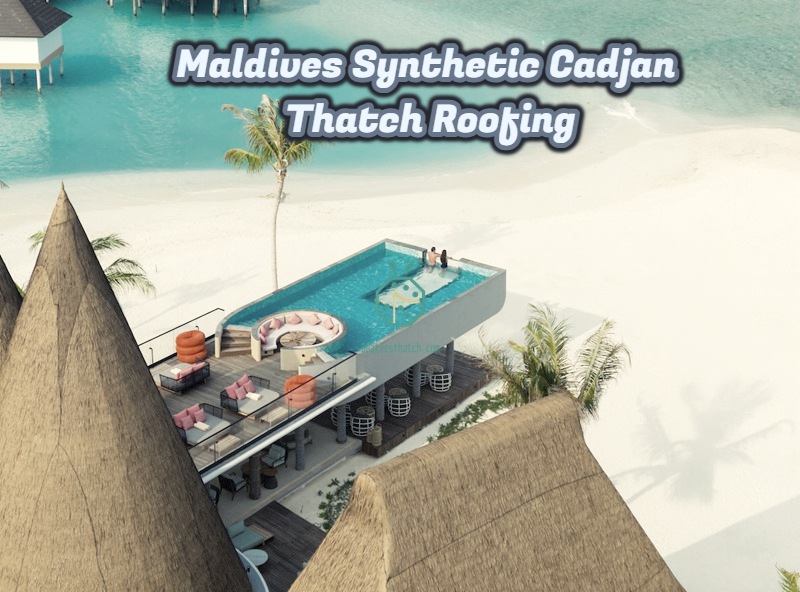 Synthetic kajan thatch roof panels to be used for gazebo roof repairs, palapa houses roof decoration, resort hotel cabana, overwater bungalow, tiki hut restaurant