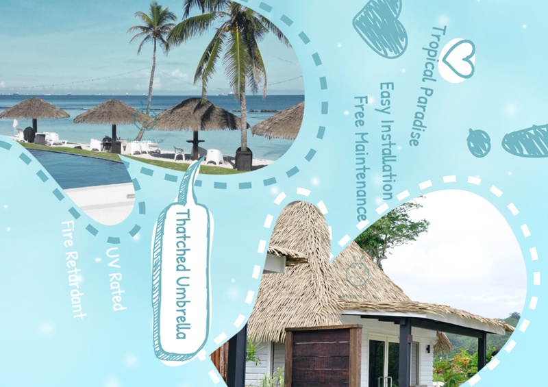 Synthetic Palm Thatch for Commercial Grade Resort Gazebo Roofing Decoration