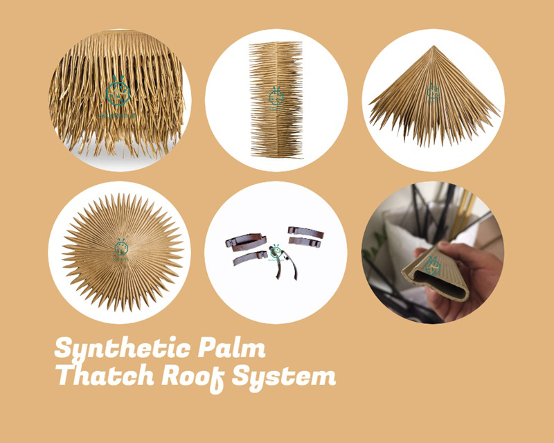 Artificial palm thatch roof coverings with its accessories Artificial palm thatch roof coverings with its accessories