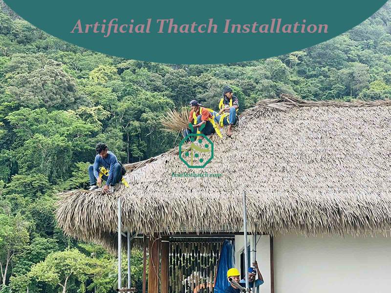 Artificial nipa hut thatch roof installation