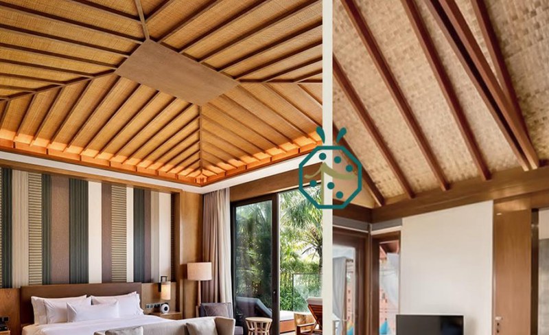 Plastic rattan woven mat for hotel and restaurant interior decoration