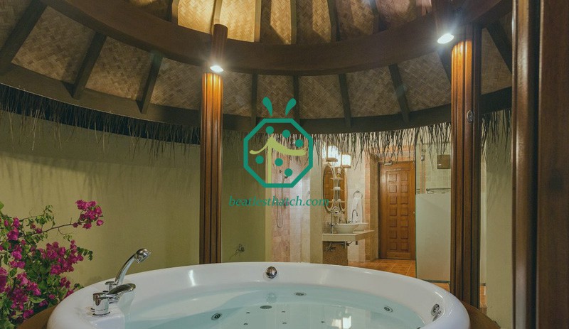 Plastic bamboo weaving roll for timber house ceiling decoration project in Philippines