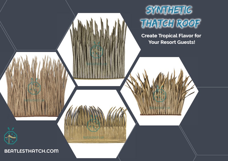 Artificial palapa thatch roof tiles for resort hotel and backyard patio