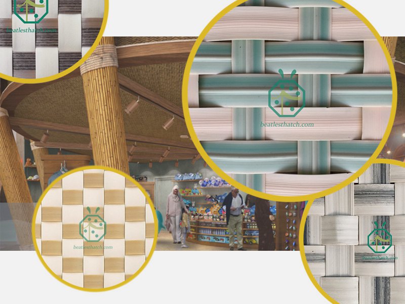Artificial palm leaf matting designs for wall or ceiling decor