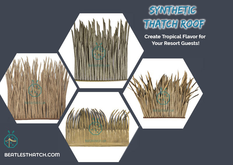 Artificial thatch roof tiles from China for resort hotel and backyard patio construction