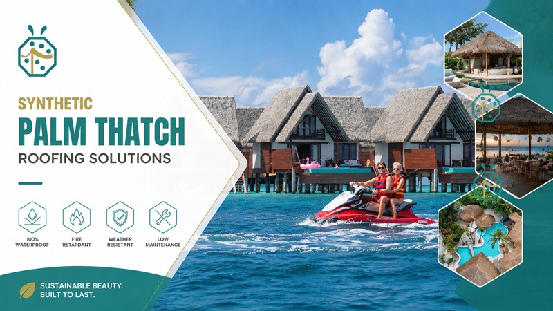 Synthetic Palm Thatch for Commercial Grade Resort Gazebo Roofing Decoration