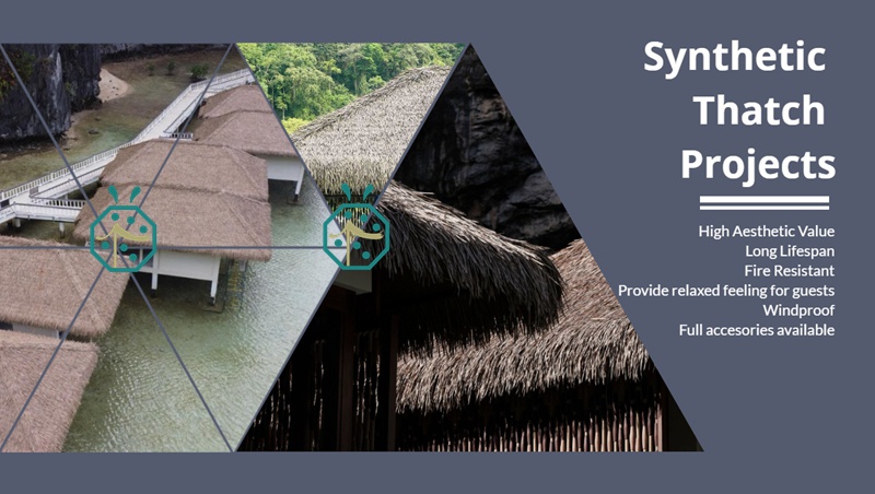 Synthetic tiki bar thatch roofing for villa construction Synthetic tiki bar thatch roofing for villa construction