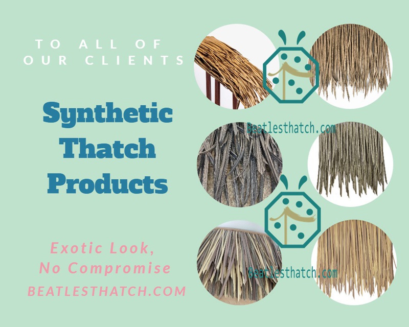 PE Nipa Hut Thatch Roofing Materials For Gazebo and Tiki Hut Construction