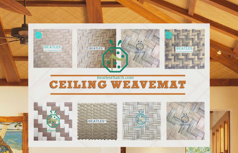 Artificial palm leaf woven matting for ceiling and wall decoration