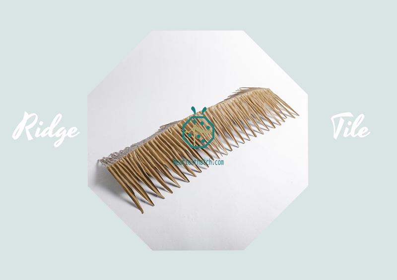 Synthetic aloha palm thatch roof ridge accessory