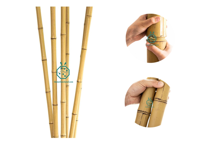 Plastic Bamboo Tubes For Creating Tropical Garden Fence Near Atap Roof Building