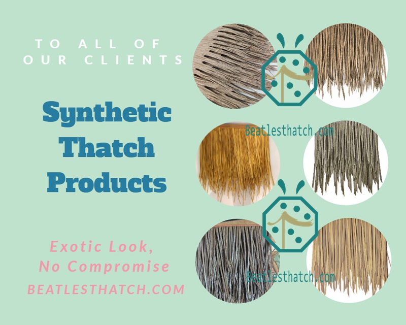 synthetic PE leaf thatch for cottage roof covering