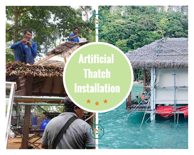 Waterproof palm thatch roof panels for theme park wooden tiki hut construction Waterproof palm thatch roof panels for theme park wooden tiki hut construction