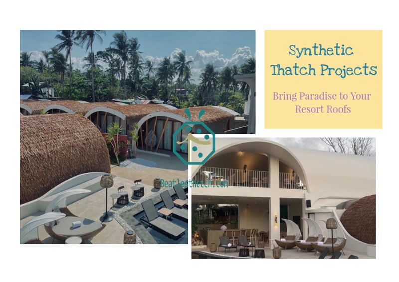 Durable artificial thatch roof tiles for beach tiki hut construction