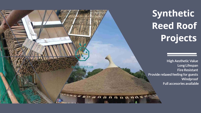 Synthetic Reed Rod Thatched Roof For Bungalow Structures