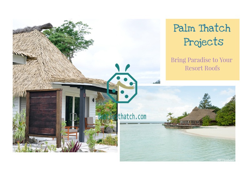 Gazebo Synthetic Palm Leaves Thatch Roof for Fiji Villa Guestroom Decoration