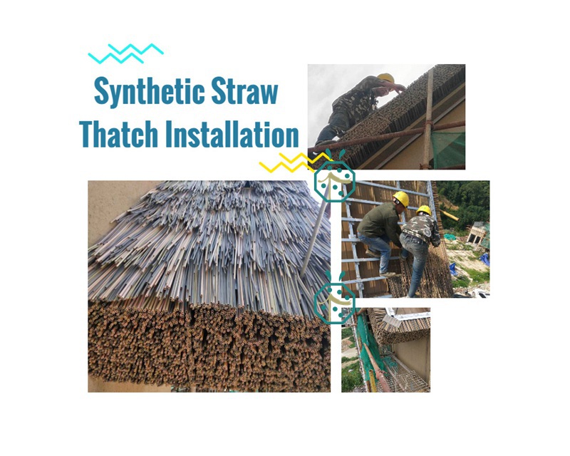 Installation of synthetic cottage thatch roof Installation of synthetic cottage thatch roof