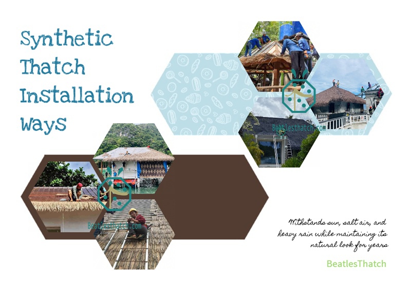 Artificial nipa hut thatch roof installation Artificial nipa hut thatch roof installation