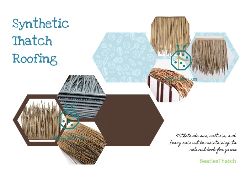 synthetic PE leaf thatch for cottage roof covering