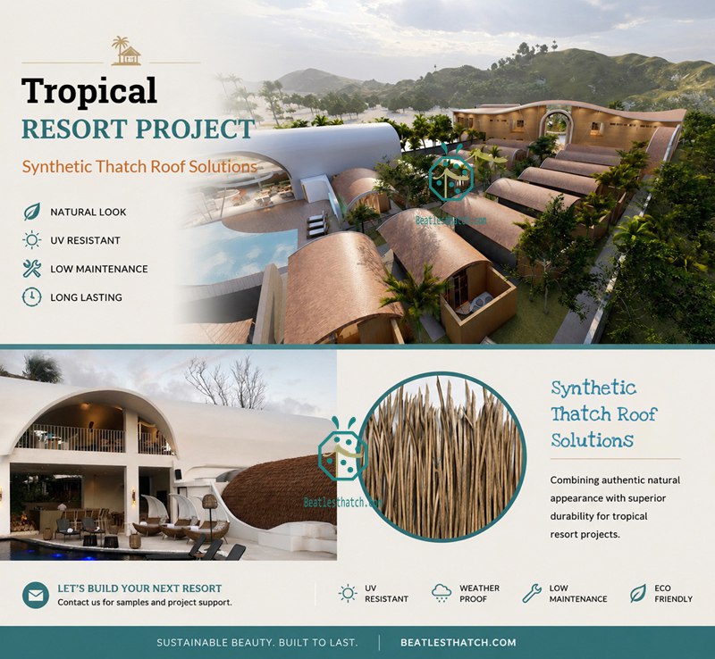 Artificial Grass Thatch Roof Panels Used for Waterfront Theme Park, Pavilion Gazebo, Mountain Resort Hotel, Lakeside Luxury Hotel Palapa, Beach Tiki Hut