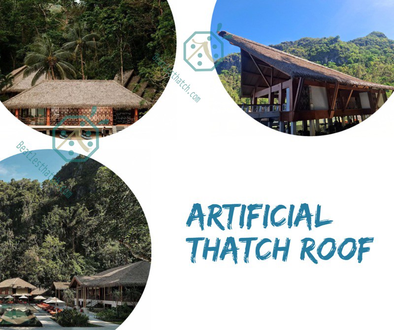 Seaside Scenic Spots Use Artificial Thatched Roofs for Tiki Hut Bungalow Decoration