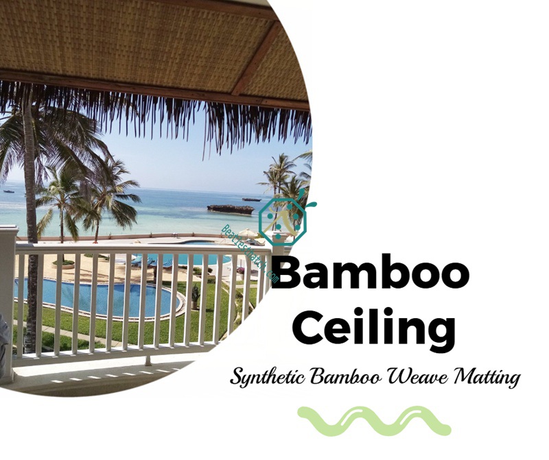 Artificial palm leaf woven matting for African shade ceiling