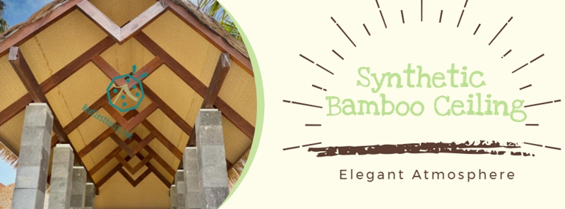 Synthetic woven bamboo ceiling materials for beach hotel ceiling and wall decoration Synthetic woven bamboo ceiling materials for beach hotel ceiling and wall decoration