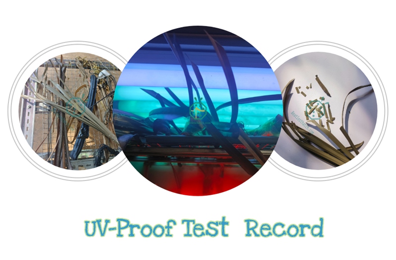 Synthetic rattan thatch strips under UV-proof test to make sure durable lifespan in harsh environment Synthetic rattan thatch strips under UV-proof test to make sure durable lifespan in harsh environment