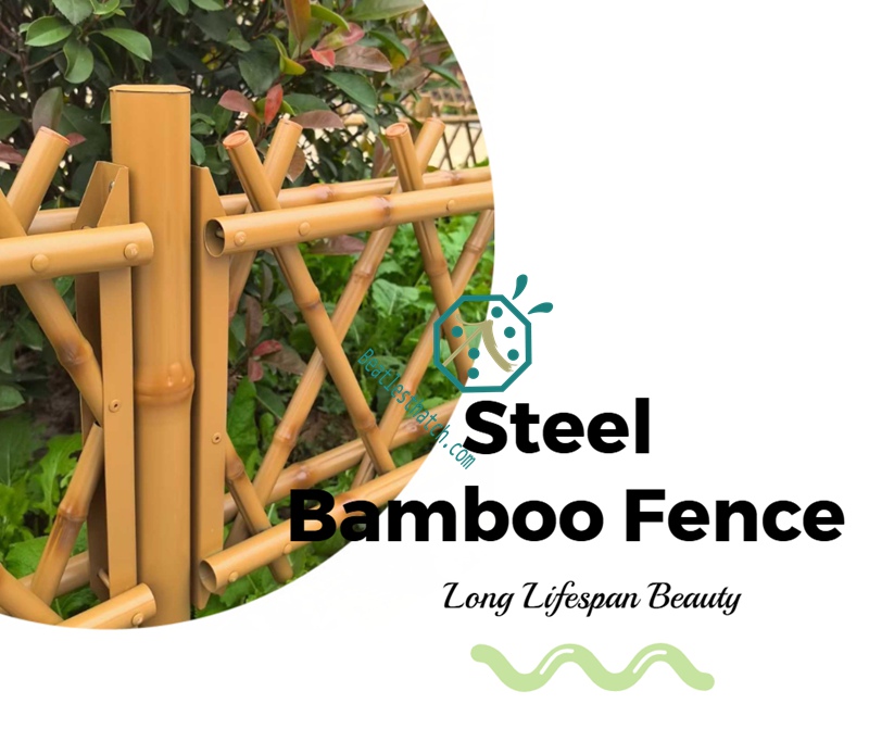 Garden or park landscape decoration steel bamboo fence screening poles Garden or park landscape decoration steel bamboo fence screening poles